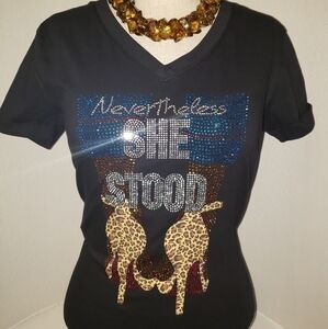 Women Rhinestone Fitted Top As We Stood